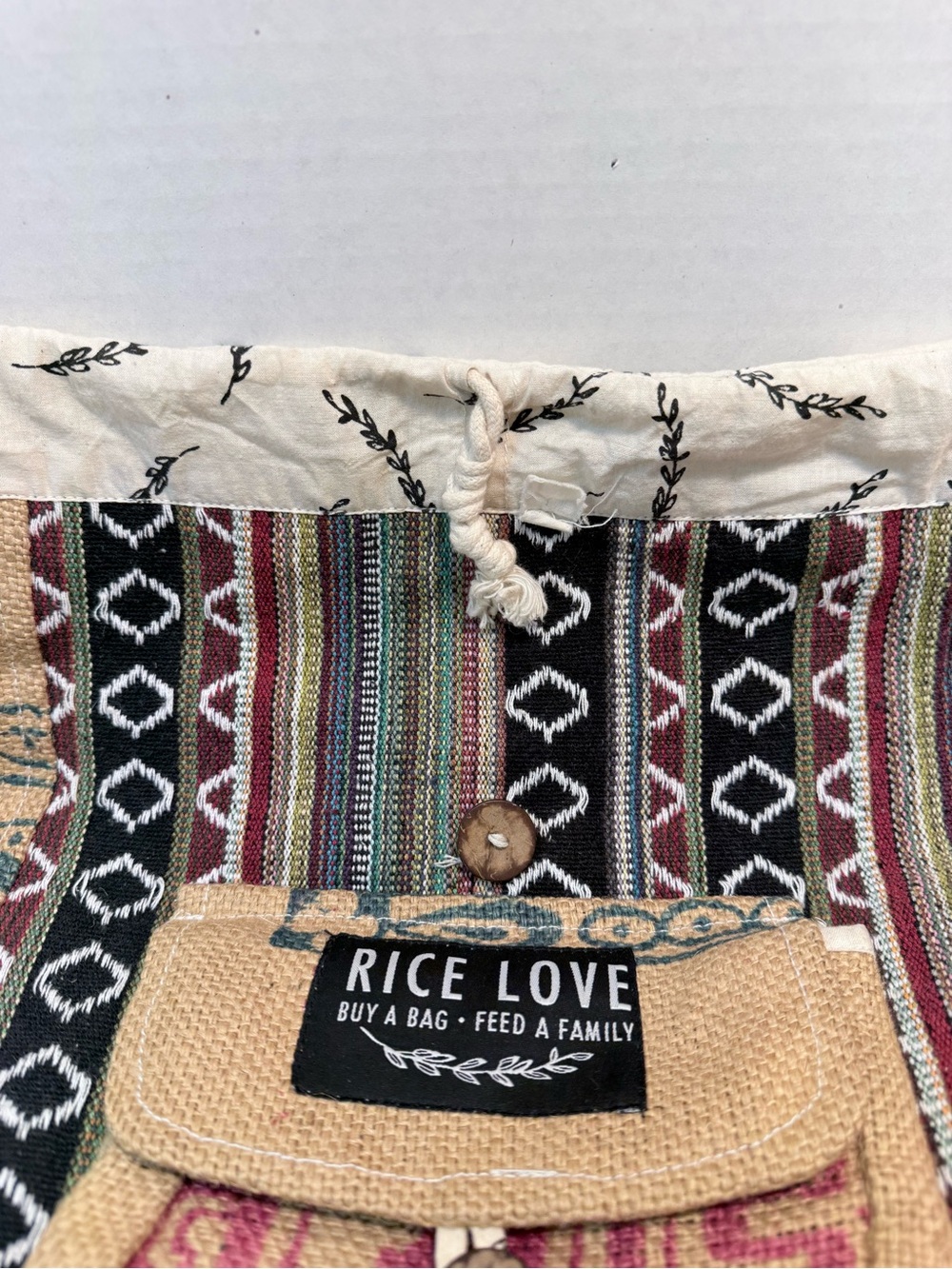 Drawstring Rice Love Hobo Backpack - Picture 7 of 8